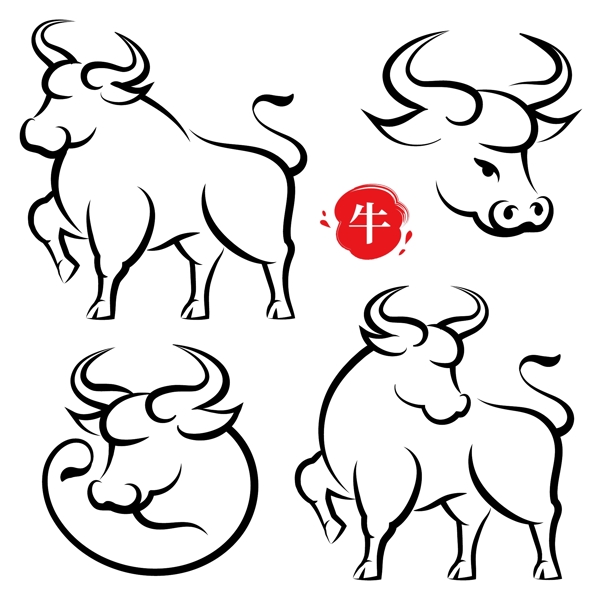 牛插图logo图片