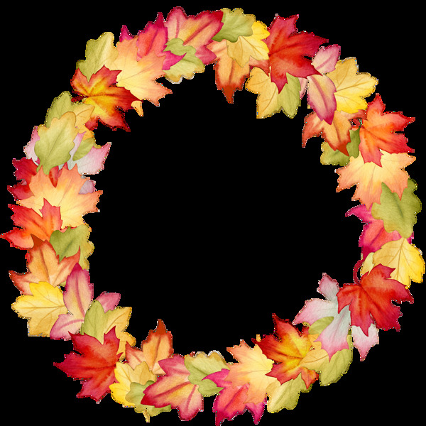秋天树叶花环透明装饰素材