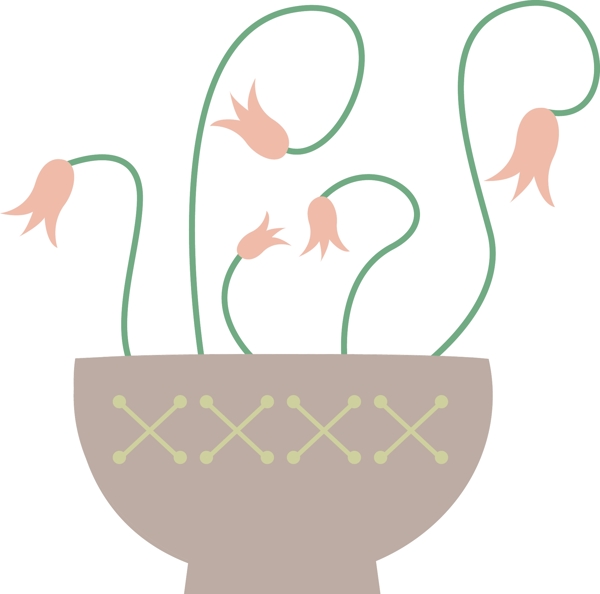 小清新植物盆栽插画卡通创意可商用素材