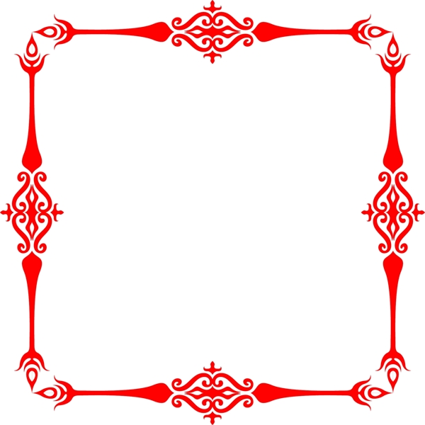 欧式红色宫廷花纹正方形矢量海报边框