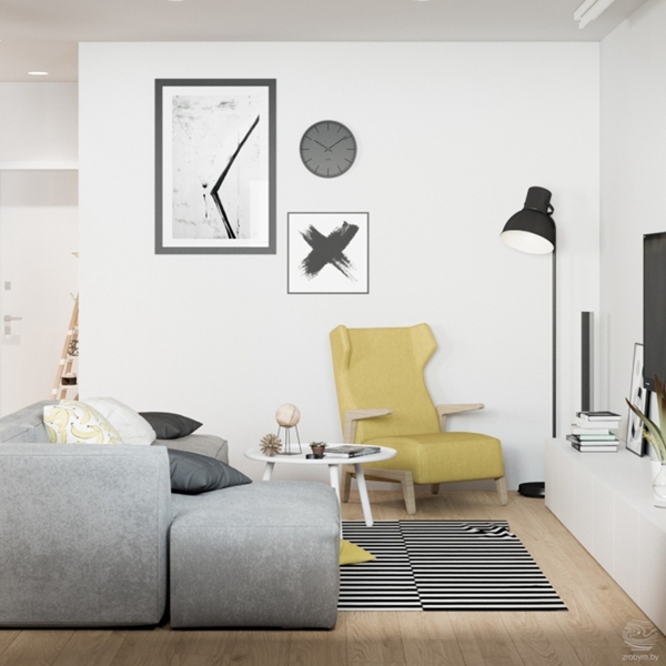 现代清新客厅深黄色皮质单人椅室内装修图