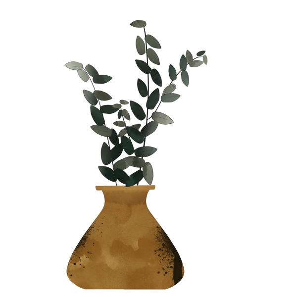 植物藤蔓插花花瓶原创手绘风简约小清新元素