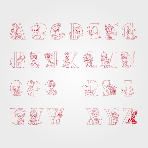 26个英文字母设计艺术字图片