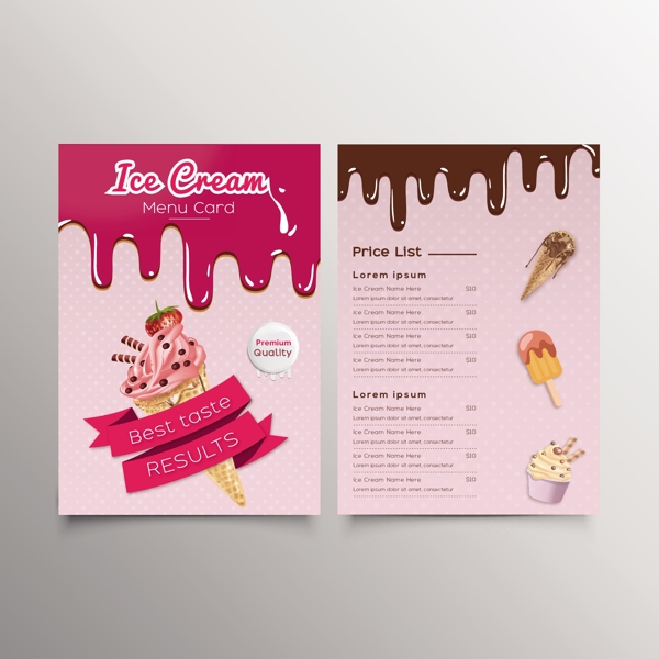 冰淇淋菜单卡设计