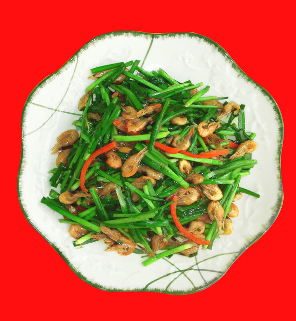 韭菜炒河虾图片