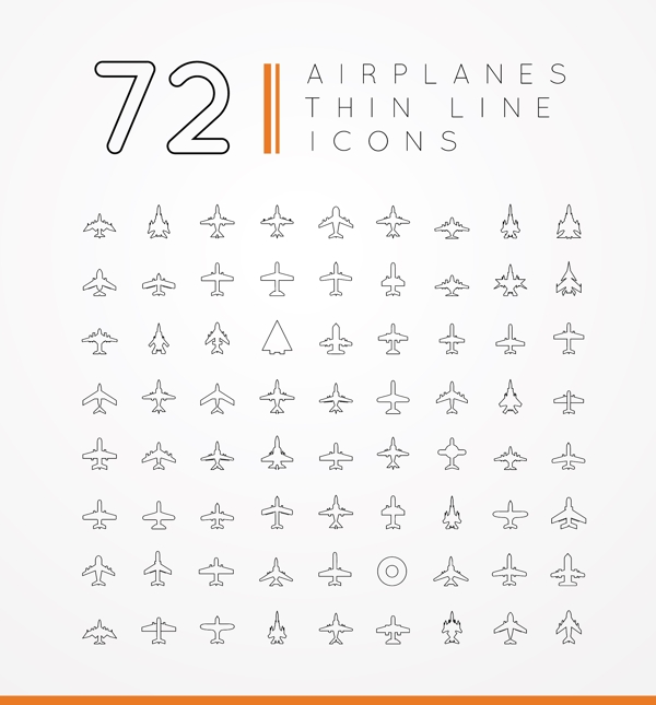 线性简约飞机图标界面设计素材