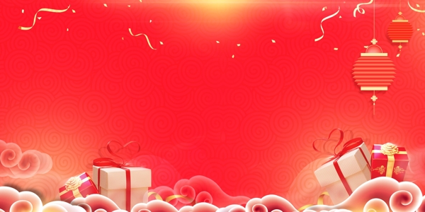 红色精美春节背景元素