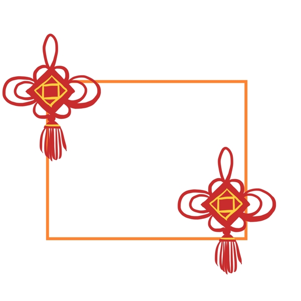 传统红色中国结挂件边框插画