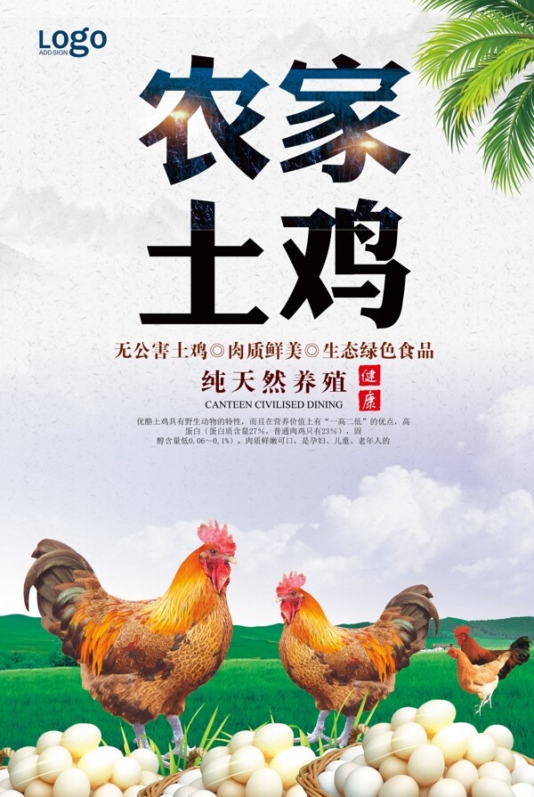 大自然农家土鸡宣传海报