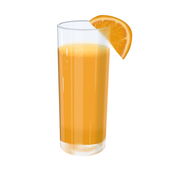 一杯带一片橙子的果汁