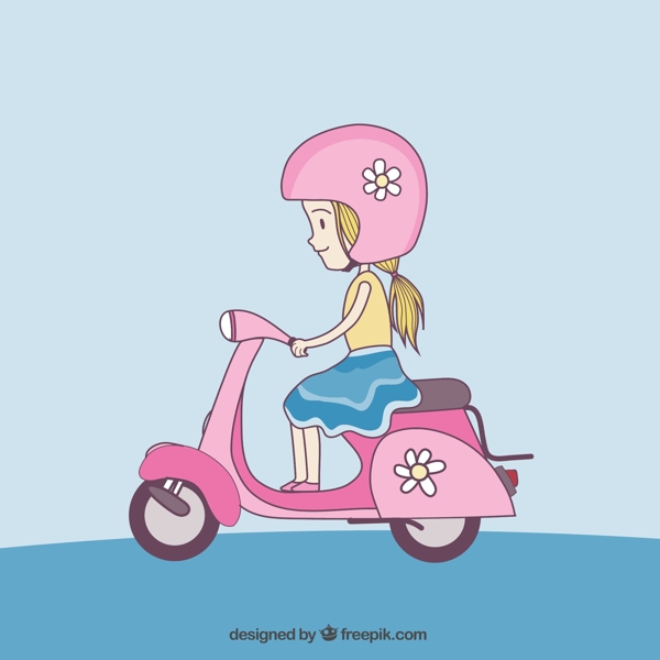 骑电动车的女孩图片