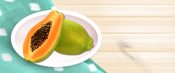 木瓜季节水果促销海报背景