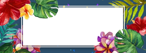 夏季简约植物花朵水彩海报banner