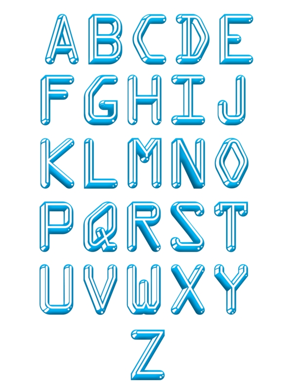手绘创意蓝色英文字母合集