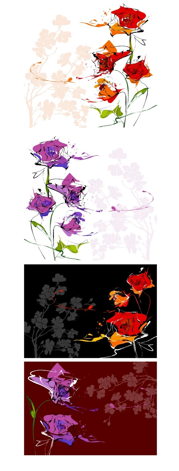 矢量背景花卉抽象图案