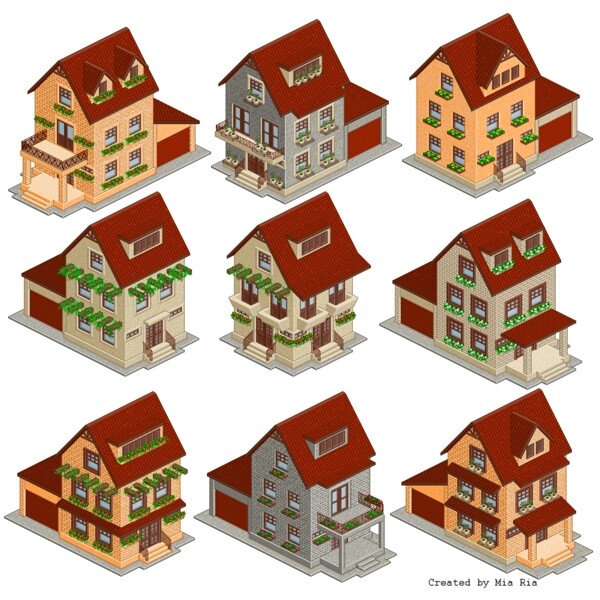 9像素的砖豪宅的图标