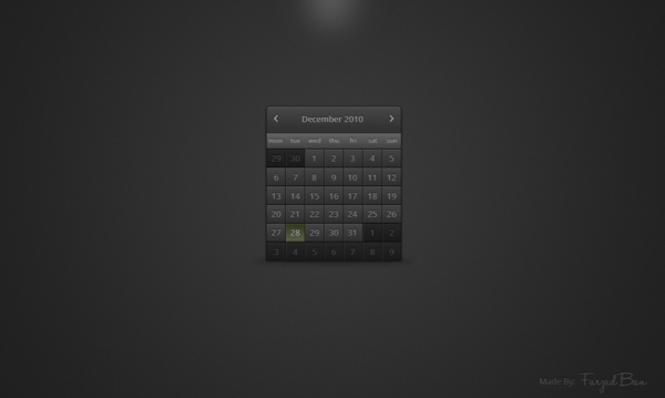 黑色日历手机UI控件系列素材下载
