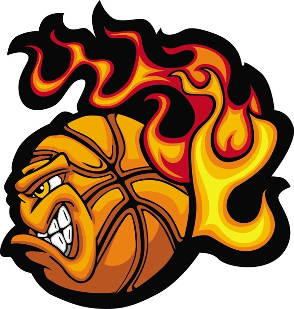 卡通火焰篮球