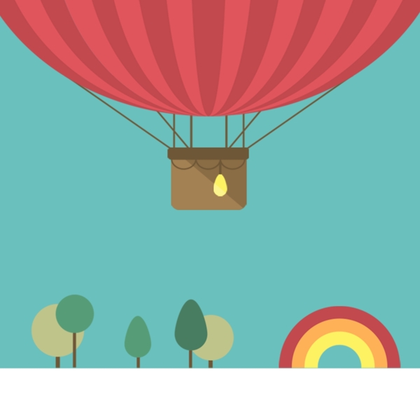 卡通扁平热气球小树背景