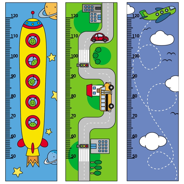 道路幼儿园卡通小尺子工具矢量设计素材