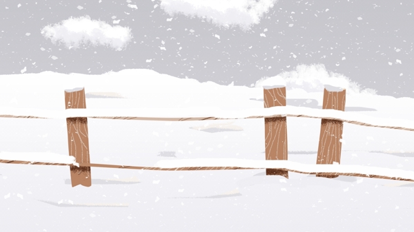 清新简约雪地围栏背景设计