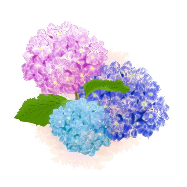 绣球花紫色手绘风花朵元素