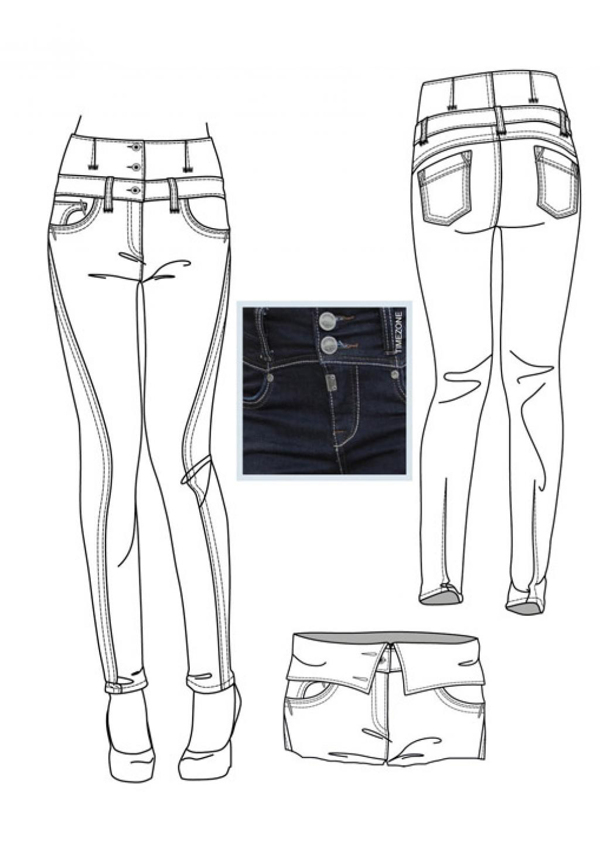 高腰牛仔裤设计与实物对比图