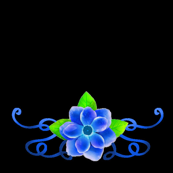 手绘深蓝色花朵png透明素材