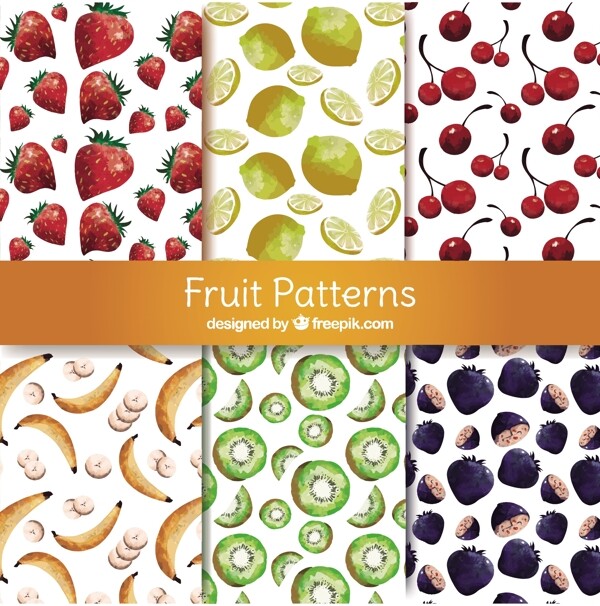 六种水彩水果图案的选择