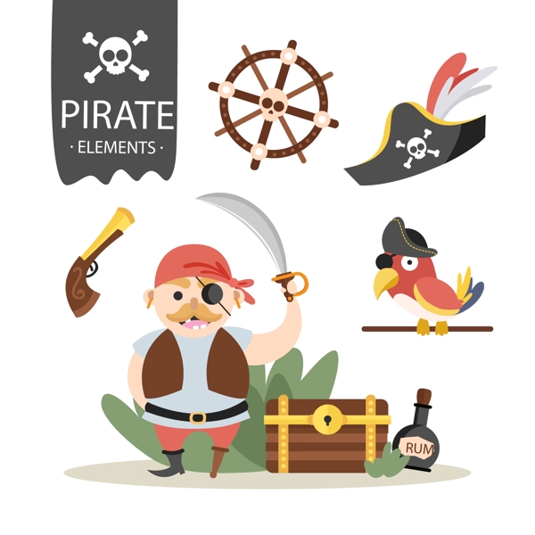 海盗角色和其他元素