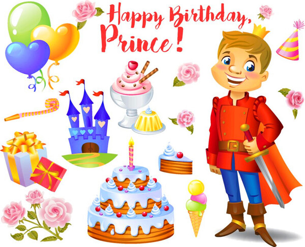 王子和生日蛋糕图片