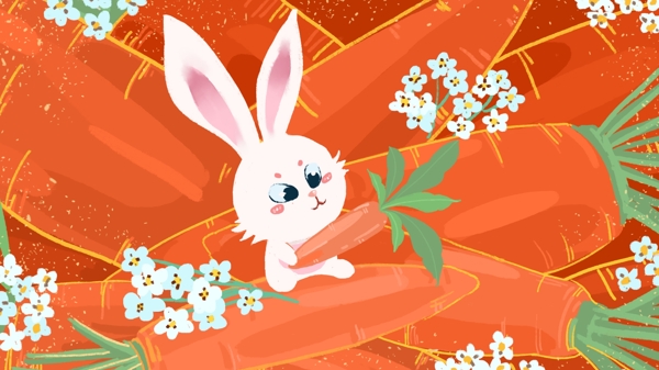 小清新可爱宠物兔子胡萝卜