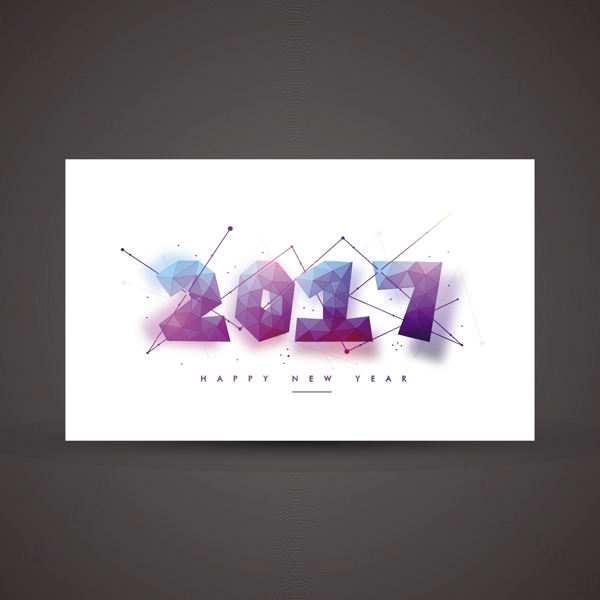 多边形卡在蓝色和紫色的新年色调