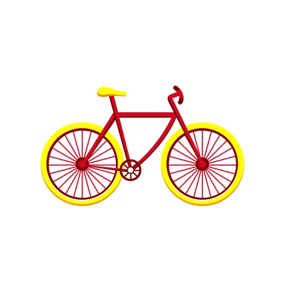 红黄色自行车交通工具扁平风元素