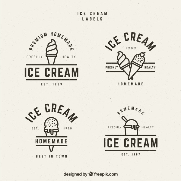 几种复古风格冰淇淋标签