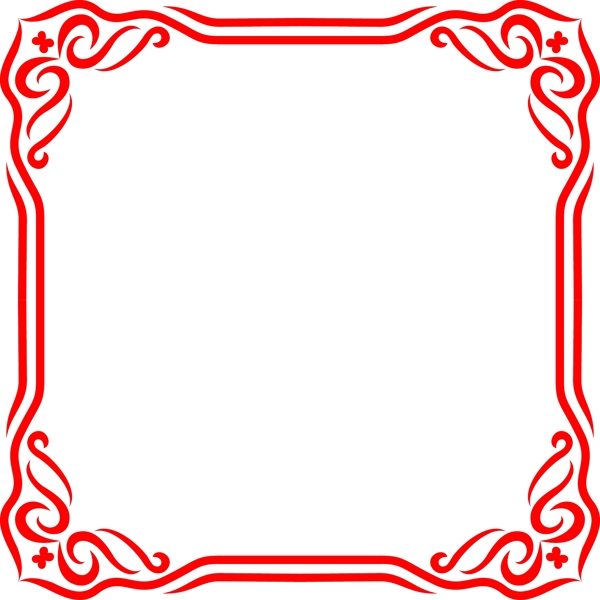 红色创意简欧不规则正方形矢量海报边框