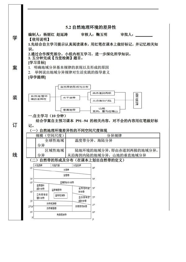 地理人教版第五章第二节自然环境的差异性