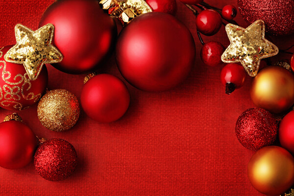 红色圣诞球背景图片