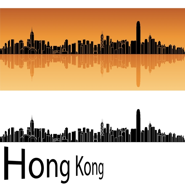 香港城市建筑剪影图片