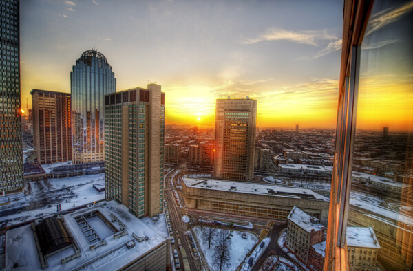 现代都会雪景图片