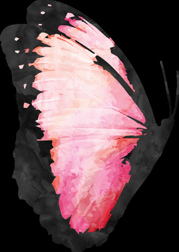 粉色蝴蝶卡通透明装饰素材