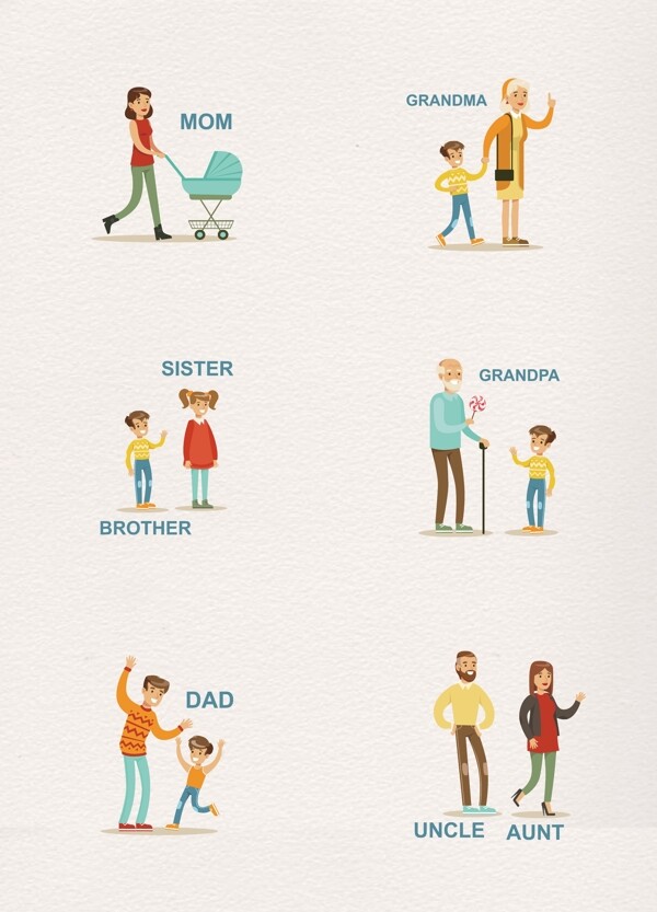 彩色家庭人物卡通设计