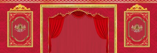 红金色婚礼主舞台
