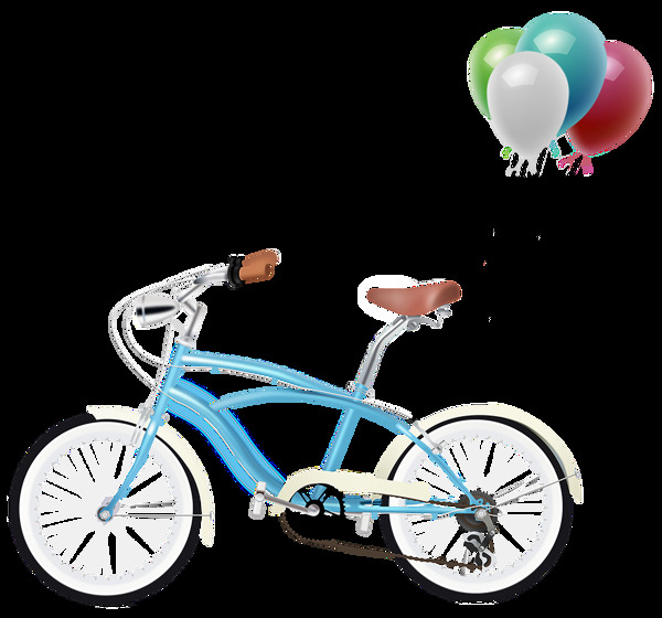 韩式浪漫风绑着气球的自行车png透明素材