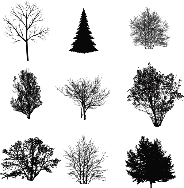 黑白树木矢量图