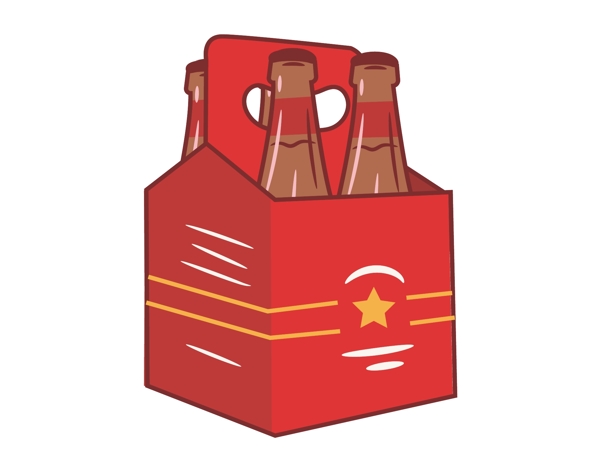 卡通盒子啤酒元素