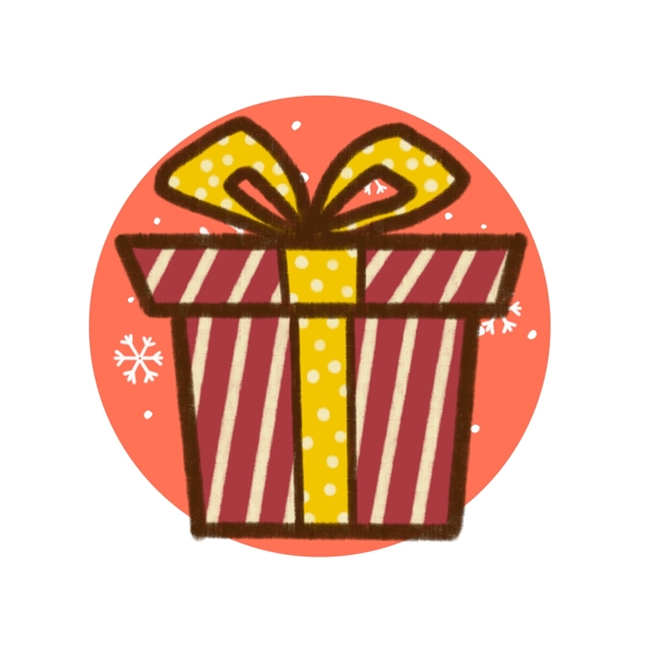 原创手绘风插画圣诞节生日礼物盒设计元素