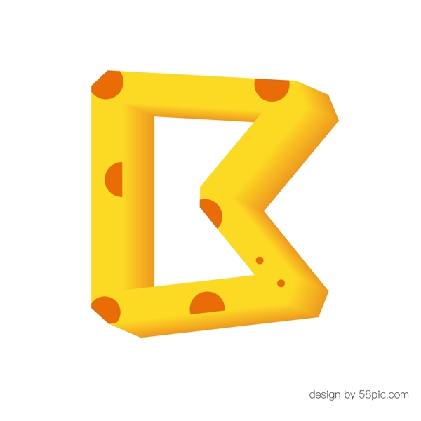 字母B黄色立体奶酪字体