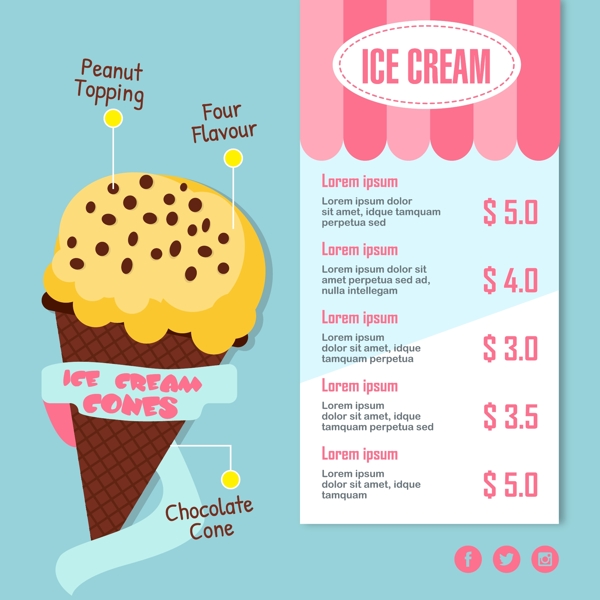 冰淇淋菜单模板