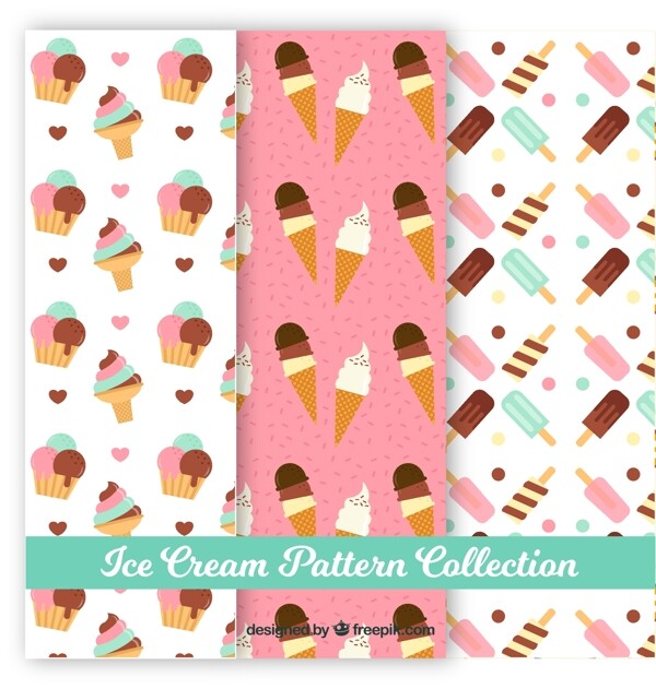 彩色冰淇淋装饰图案平面设计素材
